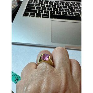 18K Yellow Gold Rose de France Rectangle Ring 7,10 grms